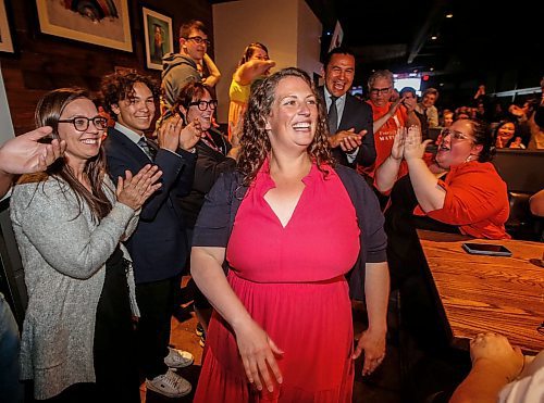 JOHN WOODS / FREE PRESS
Carla Compton and premier Wab Kinew celebrate Compton&#x2019;s win in Tuxedo&#x2019;s by-election at a local restaurant in Winnipeg Tuesday, June 18, 2024.

Reporter: nicole