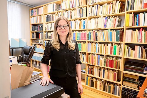 Mike Sudoma/Free Press
Ogniwo President, Marta Dabros in the library section containing various Polish texts at the Ogniwo Polish Museum Saturday afternoon
May 24, 2024