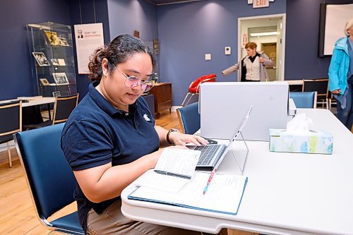 Mike Sudoma/Free Press
Ogniwo Polish Museum volunteer, Beatriz Abelende works away own her laptop Saturday afternoon
May 24, 2024