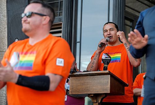 JOHN WOODS / FREE PRESS
Wab Kinew speaks to people as they attend Pride parade in Winnipeg Sunday, June 2, 2024. 

Reporter: tyler