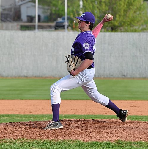 While he won't divulge his pitching repertoire, Nolan Wright says he has fun on the mound, this year playing first for the Vincent Massey Vikings in his Grade 12 season, and now with the U18 AAA Marlins. (Photos by Jules Xavier/The Brandon Sun)