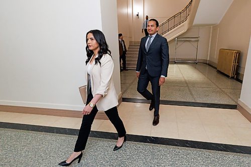 MIKE DEAL / FREE PRESS
Premier Wab Kinew and Amna Mackin (left), assistant deputy minister, Cabinet Delivery and Strategic Priorities, hold a press conference at the Manitoba Legislative Building Thursday afternoon to outline the timeline and the next steps in the search for the remains of murdered and missing women, Morgan Harris and Marcedes Myran, at the Prairie Green Landfill.
240620 - Thursday, June 20, 2024.