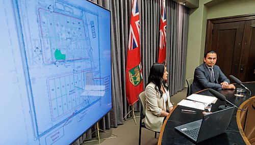 MIKE DEAL / FREE PRESS
Premier Wab Kinew and Amna Mackin, assistant deputy minister, Cabinet Delivery and Strategic Priorities, hold a press conference at the Manitoba Legislative Building Thursday afternoon to outline the timeline and the next steps in the search for the remains of murdered and missing women, Morgan Harris and Marcedes Myran, at the Prairie Green Landfill.
240620 - Thursday, June 20, 2024.