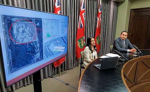 MIKE DEAL / FREE PRESS
Premier Wab Kinew and Amna Mackin, assistant deputy minister, Cabinet Delivery and Strategic Priorities, hold a press conference at the Manitoba Legislative Building Thursday afternoon to outline the timeline and the next steps in the search for the remains of murdered and missing women, Morgan Harris and Marcedes Myran, at the Prairie Green Landfill.
240620 - Thursday, June 20, 2024.