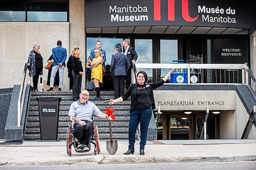 MIKAELA MACKENZIE / FREE PRESS

Peter Tonge, principal at Peter Tonge Consulting (left), and Dorota Blumczy&#x144;ska, Manitoba Museum CEO, ceremonially break ground at a press conference announcing renovations to the Rupert Avenue entrance and foyer at the Manitoba Museum on Thursday, June 20, 2024. 

For AV story.

