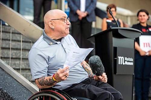 MIKAELA MACKENZIE / FREE PRESS

Peter Tonge, principal at Peter Tonge Consulting, speaks at a press conference announcing renovations to the Rupert Avenue entrance and foyer at the Manitoba Museum on Thursday, June 20, 2024. 

For AV story.

