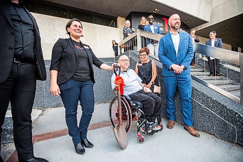 MIKAELA MACKENZIE / FREE PRESS

Dorota Blumczy&#x144;ska, Manitoba Museum CEO (left), Peter Tonge, principal at Peter Tonge Consulting, and Brigitte Sandron, board of governors chair for the Manitoba Museum, ceremonially break ground at a press conference announcing renovations to the Rupert Avenue entrance and foyer at the Manitoba Museum on Thursday, June 20, 2024. 

For AV story.

