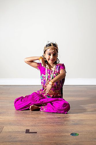 BROOK JONES / FREE PRESS
BRT Dance Academy is the only dance school in Manitoba specializing in Bharatanatyam, which is an ancient south Indian dance that originated in Tamil Nadu. Dancers were pictured at the dance academy in Winnipeg, Man., Saturday, June 15, 2024. PIctured: Aaheli Sarkar does a general dance pose.