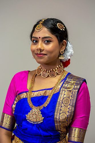 BROOK JONES / FREE PRESS
BRT Dance Academy is the only dance school in Manitoba specializing in Bharatanatyam, which is an ancient south Indian dance that originated in Tamil Nadu. Dancers were pictured at the dance academy in Winnipeg, Man., Saturday, June 15, 2024. PIctured: Sahana Kandeepan.