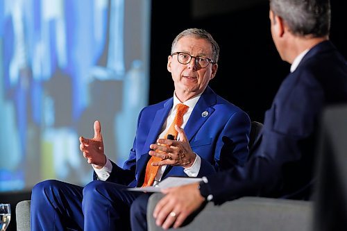 MIKE DEAL / FREE PRESS
Bank of Canada Governor Tiff Macklem speaks during a keynote address at a Winnipeg Chamber of Commerce luncheon at the RBC Convention Centre Monday.
240624 - Monday, June 24, 2024.