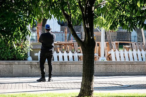 JOHN WOODS / FREE PRESS
A person looks at what is left of a pro-Palestine encampment at the University of Winnipeg Monday, June 24, 2024. People who set up a pro-Palestine encampment at the University of Winnipeg removed it this afternoon. 

Reporter: ?