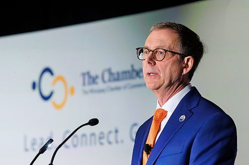 MIKE DEAL / FREE PRESS
Bank of Canada Governor Tiff Macklem speaks during a keynote address at a Winnipeg Chamber of Commerce luncheon at the RBC Convention Centre Monday.
240624 - Monday, June 24, 2024.