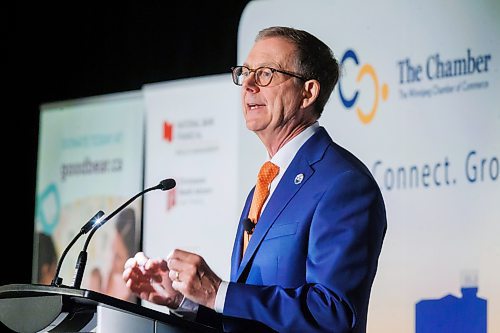 MIKE DEAL / FREE PRESS
Bank of Canada Governor Tiff Macklem speaks during a keynote address at a Winnipeg Chamber of Commerce luncheon at the RBC Convention Centre Monday.
240624 - Monday, June 24, 2024.