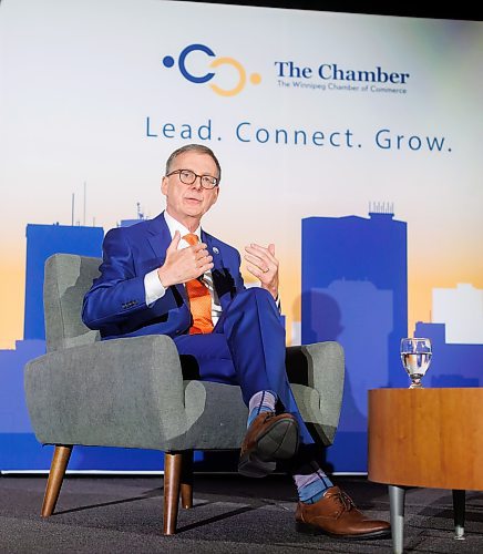 MIKE DEAL / FREE PRESS
Bank of Canada Governor Tiff Macklem speaks during a keynote address at a Winnipeg Chamber of Commerce luncheon at the RBC Convention Centre Monday.
240624 - Monday, June 24, 2024.