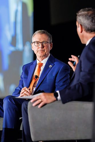 MIKE DEAL / FREE PRESS
Bank of Canada Governor Tiff Macklem speaks during a keynote address at a Winnipeg Chamber of Commerce luncheon at the RBC Convention Centre Monday.
240624 - Monday, June 24, 2024.