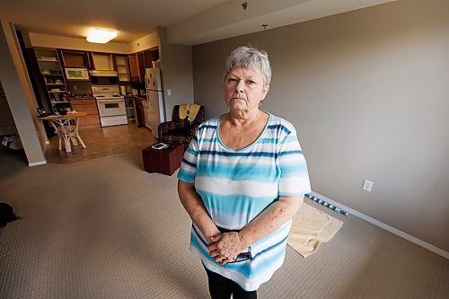 MIKE DEAL / FREE PRESS
Joanne Francis in her new apartment at St James Kiwanis Manor. Francis was one of hundreds who were evacuated from the Birchwood Terrace apt building - and she is one of the majority who have found new apartment suites - but their furniture is still in a building they can&#x2019;t access.
See Kevin Rollason story
240624 - Monday, June 24, 2024.