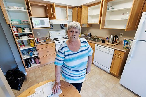 MIKE DEAL / FREE PRESS
Joanne Francis in her new apartment at St James Kiwanis Manor. Francis was one of hundreds who were evacuated from the Birchwood Terrace apt building - and she is one of the majority who have found new apartment suites - but their furniture is still in a building they can&#x2019;t access.
See Kevin Rollason story
240624 - Monday, June 24, 2024.