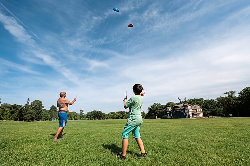 Ruth Bonneville / Free Press

Standup - Flying kites

Dad, T'ai Pu  takes advantage of the windy day to have some fun with his two sons flying kites in the field at Assiniboine Park Monday.  Their duo line, parafoil stunt kites kept them very busy as they whipped around in the wind gusts of up to 4kKM/H.  

Names:
T'ai Pu - dad
Satya Mapu -9yrs (green shirt) 
Akili Tapu 10yrs  (white shirt - not in this photo)

June 24tth, 2024