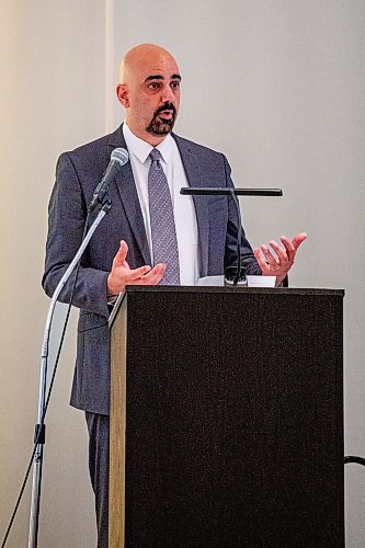 NIC ADAM / FREE PRESS
Winnipeg Regional Health Authority President and CEO Mike Nader speaks at the uncertified health care aide, or UHCA, ceremony held at the Masonic Memorial Centre on Monday afternoon. 
240624 - Monday, June 24, 2024.

Reporter: Tyler Searle