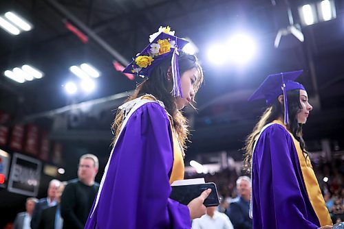 Graduates enter Westoba Place for Vincent Massey High School’s 2024 convocation at the Keystone Centre on Tuesday. See story on Page A3. (Tim Smith/The Brandon Sun)