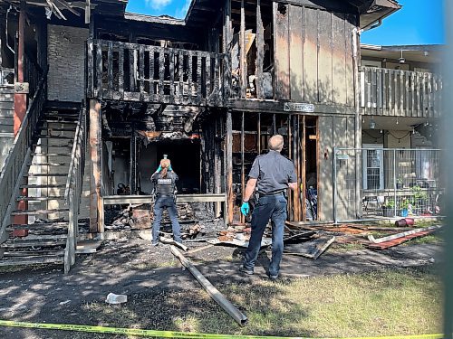 A fire occurred in a two-storey apartment building in the 800 block Keewatin Street Wednesday, June 26, 2024. (Ruth Bonneville / Free Press) 