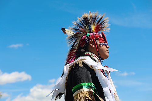 Vice principal Jason Taylor at the Chan Kagha Otina Dakota Wayawa Tipi School powwow. (Photos by Charlotte McConkey/The Brandon Sun)