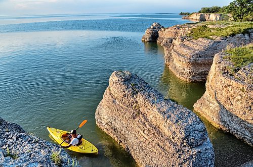 Photos by Shel Zolkewich / Winnipeg Free Press
Book one of 55 overnight camping sites at Steep Rock Beach Park, your homebase to explore the dramatic and iconic limestone cliffs along Lake Manitoba.