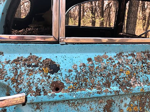 SCOTT GIBBONS / FREE PRESS
Brandon Hills or more evocatively known as the Blue Hills of Brandon due to their distant summertime hue. Originally formed by glaciers, the long ridge stretches for several kilometres east to west. the presence of a light-blue Volkswagen Beetle can be found — pockmarked with bullet holes and scarred with rust resembling dried splatters of blood.