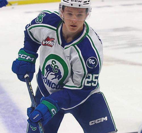 Clarke Caswell put up 77 points in 68 games last season in his second campaign with the Western Hockey League’s Swift Current Broncos. He will likely be picked on Saturday in the National Hockey League. (Perry Bergson/The Brandon Sun)
June 27, 2024