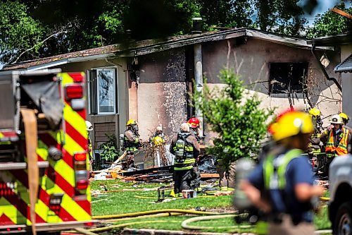 MIKAELA MACKENZIE / FREE PRESS

Fire crews at the scene of a house explosion on Camrose Bay in Transcona on Wednesday, June 26, 2024.

For Malak story.

