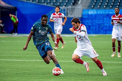 NIC ADAM / FREE PRESS
Valour FC’s Jordan Mackenzie Faria (17) during Thursday’s game against York United FC at Princess Auto Stadium.
240627 - Thursday, June 27, 2024.

Reporter: Josh