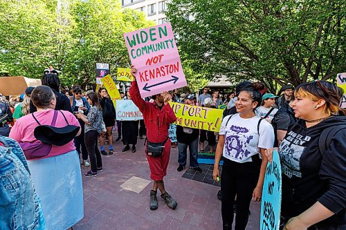 MIKE DEAL / FREE PRESS
Supporters of community organizations like ArtCity and Graffiti Gallery rally at City Hall in an effort to reverse a proposed 62% cut to the Community Grants fund.  This is a $2.1 million cut from a $3.4 million budget.
240627 - Thursday, June 27, 2024.