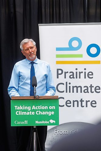 MIKE DEAL / FREE PRESS
Dr. Danny Blair is a Co-Director and Co-Founder of the Prairie Climate Centre speaks during an announcement by the Federal and Provincial governments that they are investing $10.9 million in 32 projects that will reduce emissions and help Manitoba businesses access low-carbon technologies that save money and energy, create jobs and build climate resilient communities, Thursday at the Richardson College for the Environment and Science Complex, University of Winnipeg, 599 Portage Ave.
240627 - Thursday, June 27, 2024.