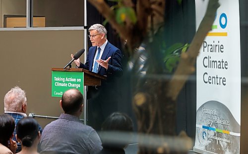 MIKE DEAL / FREE PRESS
MP Terry Duguid (Winnipeg South), parliamentary secretary to the prime minister and special advisor for water, speaks during an announcement by the Federal and Provincial governments that they are investing $10.9 million in 32 projects that will reduce emissions and help Manitoba businesses access low-carbon technologies that save money and energy, create jobs and build climate resilient communities, Thursday at the Richardson College for the Environment and Science Complex, University of Winnipeg, 599 Portage Ave.
240627 - Thursday, June 27, 2024.