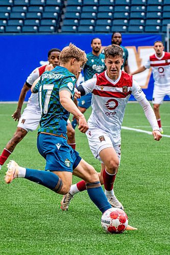 NIC ADAM / FREE PRESS
Valour FC&#x2019;s Themi Antonoglou (30) during Thursday&#x2019;s game against York United FC at Princess Auto Stadium.
240627 - Thursday, June 27, 2024.

Reporter: Josh