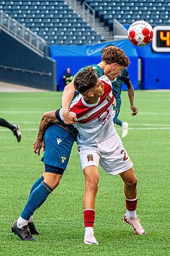 NIC ADAM / FREE PRESS
Valour FC&#x2019;s Diogo Dias da Ressurrei&#xe7;&#xe3;o (20) during Thursday&#x2019;s game against York United FC at Princess Auto Stadium.
240627 - Thursday, June 27, 2024.

Reporter: Josh