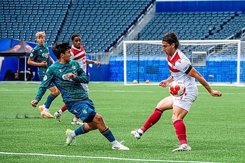 NIC ADAM / FREE PRESS
Valour FC&#x2019;s Gianfranco Facchineri (23) during Thursday&#x2019;s game against York United FC at Princess Auto Stadium.
240627 - Thursday, June 27, 2024.

Reporter: Josh