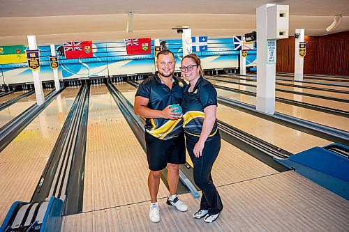 NIC ADAM / FREE PRESS
Dwayne and Alyssa Gelardi pose for a photo at Rossmere Lanes Friday afternoon. They will be competing in the national five-pin masters championship next week. 
240628 - Friday, June 28, 2024.

Reporter: Josh