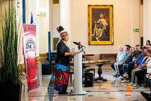 MIKAELA MACKENZIE / FREE PRESS

Assembly of Manitoba chiefs grand chief Cathy Merrick speaks at a signing ceremony between three First Nations and the province of Manitoba at the Manitoba Legislative Building on Friday, June 28, 2024.

For Martin Cash story.

