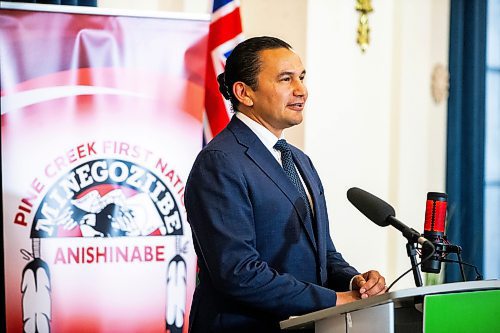 MIKAELA MACKENZIE / FREE PRESS

Premier Wab Kinew speaks at a signing ceremony between three First Nations and the province of Manitoba at the Manitoba Legislative Building on Friday, June 28, 2024.

For Martin Cash story.

