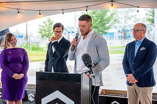 NIC ADAM / FREE PRESS
Carrington&#x2019;s President Jared Carrington speaks at Carrington Real Estate&#x2019;s official sod-turning for a high-rise near Jubilee Station on Friday morning.
240628 - Friday, June 28, 2024.

Reporter: Gabby Piche