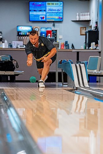 NIC ADAM / FREE PRESS
Dwayne Gelardi plays some five pin at Rossmere Lanes Friday afternoon. He will be competing in the national five-pin masters championship next week. 
240628 - Friday, June 28, 2024.

Reporter: Josh