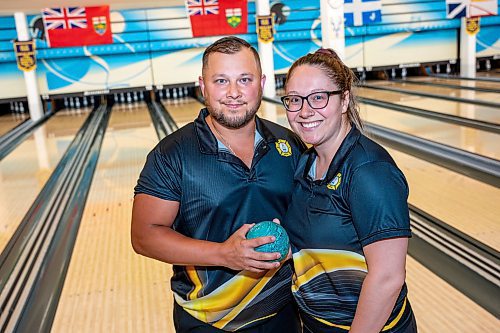 NIC ADAM / FREE PRESS
Dwayne and Alyssa Gelardi pose for a photo at Rossmere Lanes Friday afternoon. They will be competing in the national five-pin masters championship next week. 
240628 - Friday, June 28, 2024.

Reporter: Josh