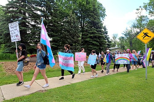 A group of around 20 people set off from Stanley Park on Saturday morning for the first Trans Day of Action march in Brandon. (Colin Slark/The Brandon Sun)