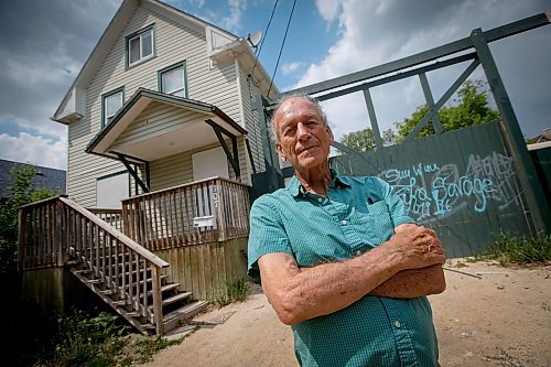 JOHN WOODS / WINNIPEG FREE PRESS
Sel Burrows, community advocate, is concerned that the city is planning to have six seized Point Douglas homes, including this one at 107 Lisgar, redeveloped by a non-profit group in Winnipeg, Monday, May 29, 2023. Burrows says it looks good on paper but does nothing for the critical social housing shortage.

Reporter: pindera