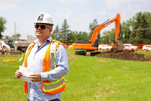 Ted Dzogan, board chair of the John Howard Society of Brandon Inc., speaks during the ground breaking for Brandon's Transitional Housing Project at 353 16th St. North on Wednesday. (Tim Smith/The Brandon Sun)