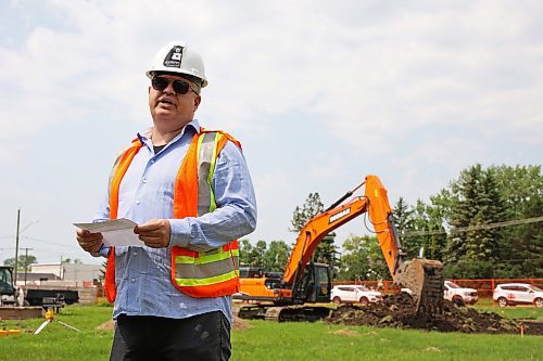 03072024
Ted Dzogan, Board Chair of The John Howard Society of Brandon Inc., speaks during the ground breaking for Brandon's Transitional Housing Project at 353 16th St. N on Wednesday. 
(Tim Smith/The Brandon Sun)