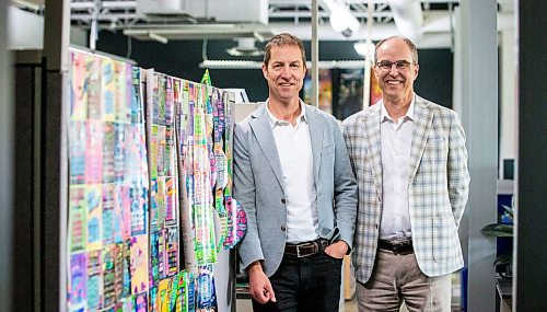 MIKAELA MACKENZIE / FREE PRESS

Doug (left) and John Pollard, brothers and the co-CEOs of Pollard Banknote, at their office in Winnipeg on Wednesday, July 3, 2024. The company partners with lotteries around the world to design, market, and print lottery games.

For Aaron story.

