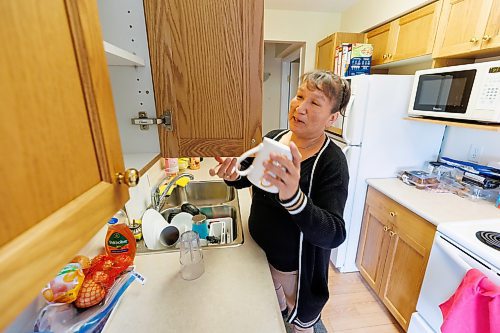 MIKE DEAL / FREE PRESS
Resident, Priscilla Kent in her apartment where she has been staying for about a month.
Aurora Reunification Village, 873 Waverley Street, a private reunification centre that helps people in addictions treatment work towards building a life that includes their children.  
See Katie May story
240703 - Wednesday, July 03, 2024.