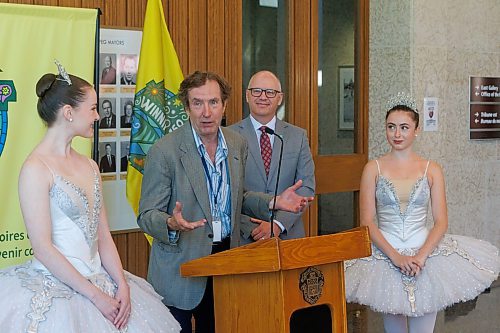 MIKE DEAL / FREE PRESS
Andr&#xe9; Lewis, the longtime artistic director of the Royal Winnipeg Ballet, speaks as Mayor Scott Gillingham hosts representatives from four of the major local performing arts organizations: Manitoba Opera, Winnipeg Symphony Orchestra, Royal Winnipeg Ballet and Royal Manitoba Theatre Centre, for a media announcement at City Hall to invite Winnipeggers to join him on Saturday, October 5 to attend the Mayor&#x2019;s Ball, a fundraising event to help support the organizations.
240705 - Friday, July 05, 2024.